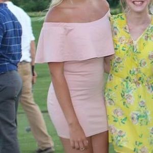 Blush Pink Off-The-Shoulder Tube Dress